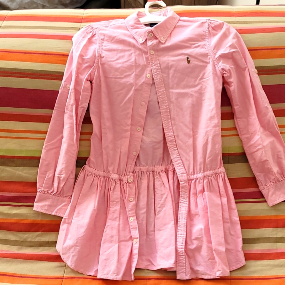 Ralph Lauren polo shirt Can convert to long sleeve and short sleeve and dress.